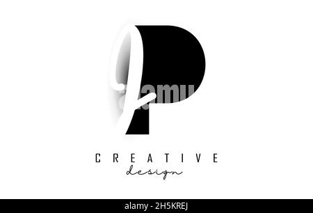 Letters PI logo with a minimalist design. Letters P and I with geometric and handwritten typography. Creative Vector Illustration with letters. Stock Vector