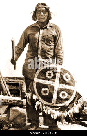 A rare 1936 portrait of Chief Tewaqaspiews of the Native Indian territory of Oralbi, USA Stock Photo