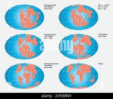 Tectonic Plate Earth Map. Continental Ocean Pacific, Volcano 