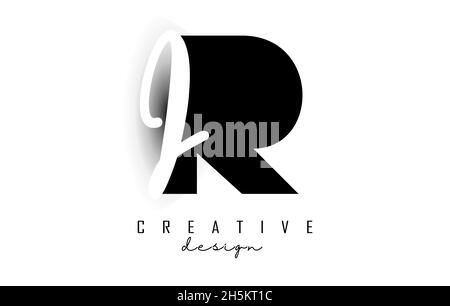 Letters RI logo with a minimalist design. Letters R and I with geometric and handwritten typography. Creative Vector Illustration with letters. Stock Vector