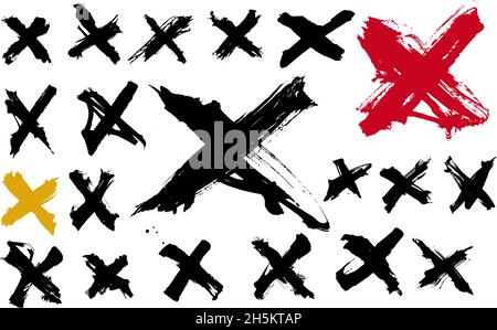 Drawing of x. Hand drawn Strokes. Strong brush marks. Hard vector stroke. Grunge. Doodle. scribbled stroke Stock Vector