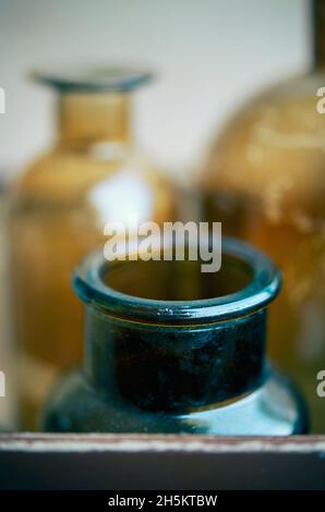 Still life of three old medicine bottles Stock Photo