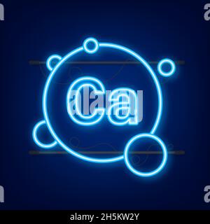 Blue calcium neon sign. Calcium mineral. Vector stock illustration. Stock Vector
