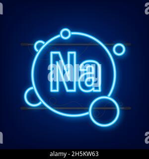 Na, Natrium blue shining pill capsule neon icon. Vector stock illustration Stock Vector