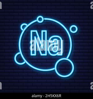 Na, Natrium blue shining pill capsule neon icon. Vector stock illustration Stock Vector