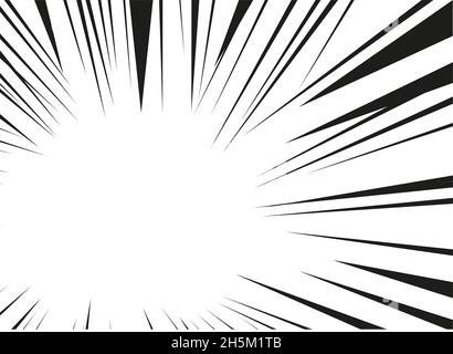Manga effect, line of movement. Black and white retro illustration. Stock Vector