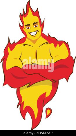 Burning fire flame character cartoon editable vector illustration design Stock Vector