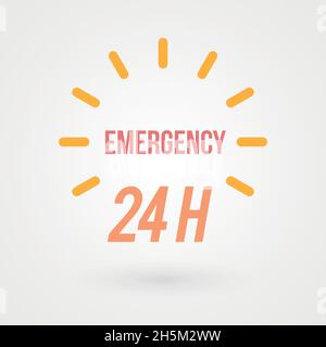 "24 hours" icon. Concept of 24/7, open 24 hours, customer service, emergency, open around the clock, call center, open everyday. Vector illustration, Stock Vector