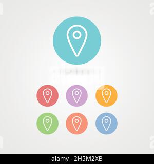 Outline location icon. GPS pointer. Map pin. Navigator guide. Vector ...