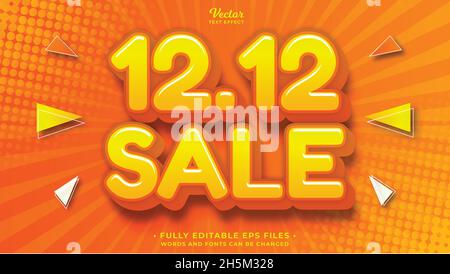 12 12 super sale text effect editable eps cc. words and fonts can be changed Stock Vector