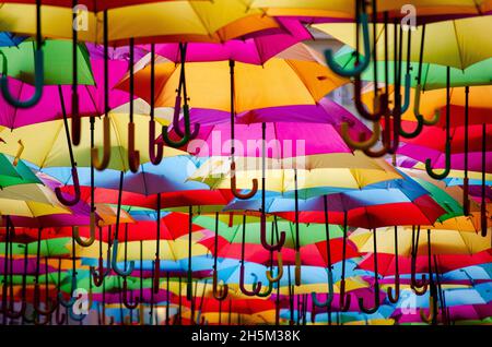 Roof of umbrellas in Paris, France Stock Photo