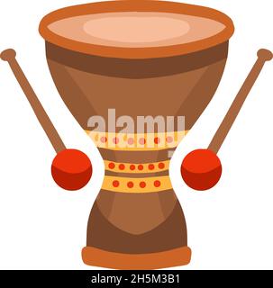 African musical instrument, djembe drum. Vector illustration. Stock Vector