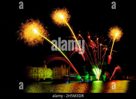 Leeds Castle fireworks 2021. Stock Photo