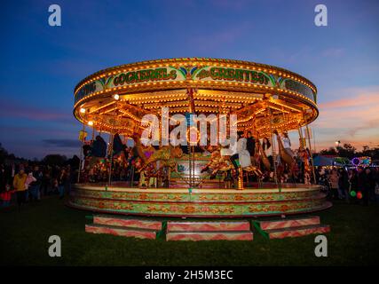 Leeds Castle funfair rides 2021. Stock Photo