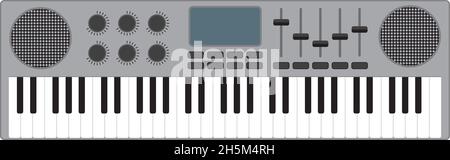 Musical midi piano keyboard with black and white keys. Vector. Musical instrument concept Stock Vector