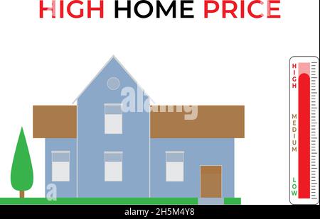Home high price with chart and graph on white background. Financial economic concept Stock Vector