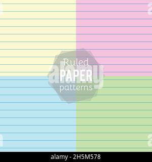 Set: paper patterns. Ruled papers in different colors. Vector illustration Stock Vector