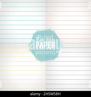 Set: paper patterns. Ruled papers in different colors. Vector illustration Stock Vector