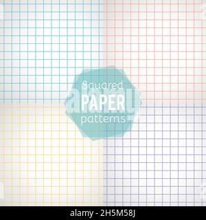 Set: paper patterns. Squared papers in different colors. Vector illustration Stock Vector