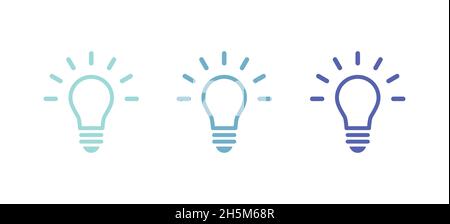 Set: Light bulb icon. Cool colors. Vector illustration, flat design Stock Vector
