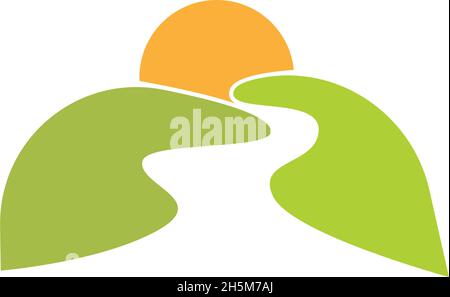 River icon logo flat design template vector Stock Vector