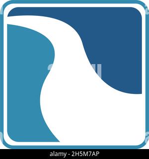 River icon logo flat design template vector Stock Vector
