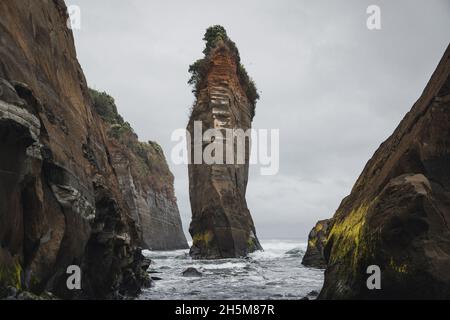 Three sisters cliffs New zealand Stock Photo