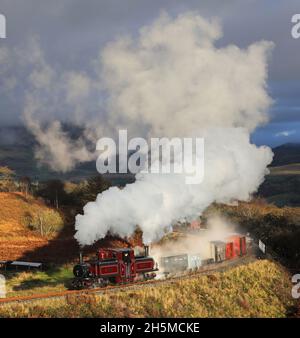 Fairlie 'Merrdin Emrys' heads up the Dduallt Spiral on 2.11.21. Stock Photo