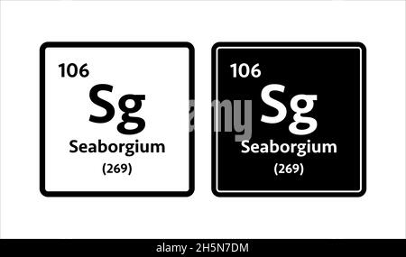 Seaborgium symbol. Chemical element of the periodic table. Vector stock illustration. Stock Vector