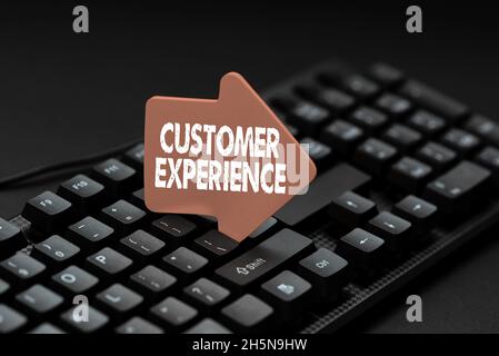 Hand writing sign Customer Experience. Business approach product of interaction between organization and buyer Collecting Important Data Online Stock Photo