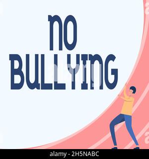 Handwriting text No Bullying. Business concept stop aggressive behavior among children power imbalance Gentleman Drawing Standing Pushing Big Circular Stock Photo