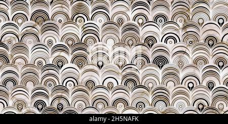 Geometric pattern luxury gray background with circle overlapping and marble texture Stock Vector