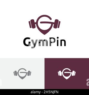Gym Pin Application Strong Barbell Healthy Lifestyle Logo Stock Vector