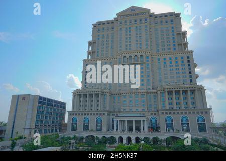 Kolkata, West Bengal, India - 20th July 2019 : View of ITC Sonar Bangla Hotel with blue sky and white clouds in the background. A famous 5 star top qu Stock Photo