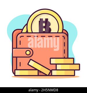 wallet with bitcoin coin isolated cartoon vector illustration in flat style Stock Vector
