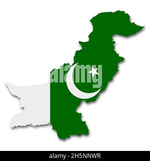 Pakistan map on white background with clipping path 3d illustration Stock Photo