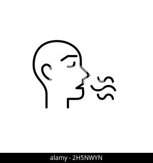 Bad breath vector line art pixel perfect icon. Unhealthy medical condition. Editable stroke Stock Vector