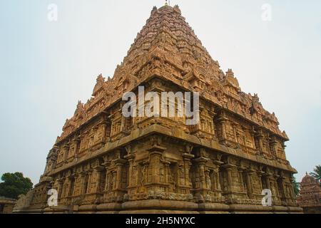 Brihadisvara Temple, Partial overview of Gangaikunda Temple. Adi Kumbeswarar Temple, Kumbakonam is a Hindu temple dedicated to the deity Shiva. Tamil Stock Photo