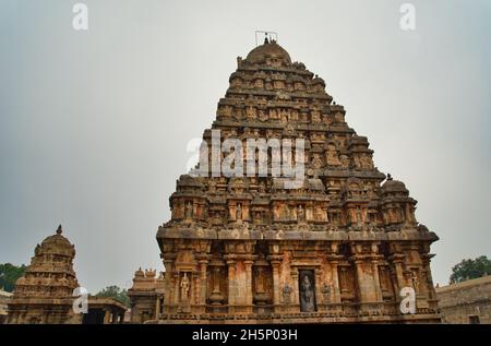 Brihadisvara Temple, Partial overview of Gangaikunda Temple. One of the ancient temples in the south of India. Tamil Nadu, India. Stock Photo