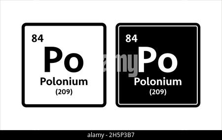 Polonium symbol. Chemical element of the periodic table. Vector stock illustration Stock Vector