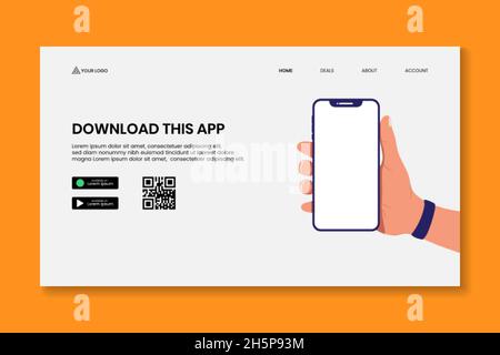 Download this app landing page template Stock Vector