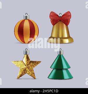 realistic christmas element collection vector design illustration Stock Vector