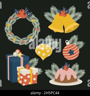 element collection christmas vector design illustration Stock Vector