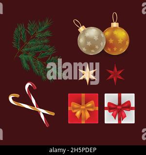 realistic christmas element collection vector design illustration Stock Vector