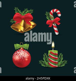 realistic christmas element collection vector design illustration Stock Vector