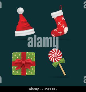 realistic christmas element collection vector design illustration Stock Vector
