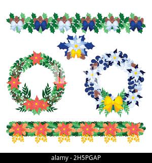 hand drawn christmas frames borders vector design illustration Stock Vector