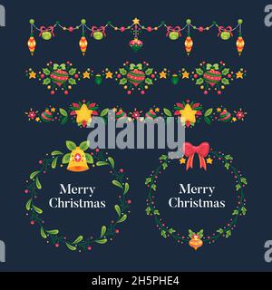 hand drawn christmas frames borders vector design illustration Stock Vector