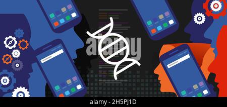 DNA genome gene technology in digital smartphone mobile tech programming coding Stock Vector