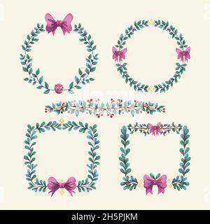 watercolor christmas frames borders vector design illustration Stock Vector